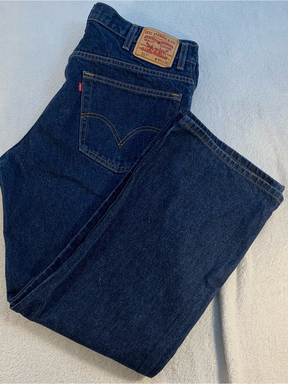 Levi's 517 Big Men's Dark Wash Bootcut Jeans Two Horse Pull Patch Size 40x30